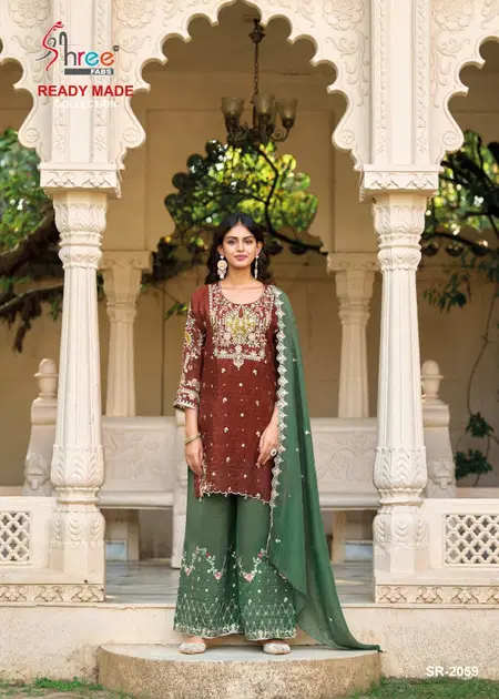 Sr 2059 A to D By Shree Currnchy Silk Pakistani Plazzo Suit Wholesale Market
